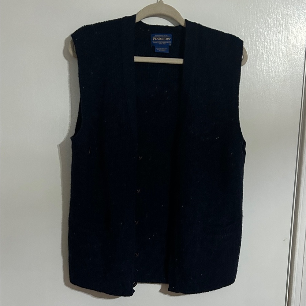Pendleton Navy Wool Blend Button Vest